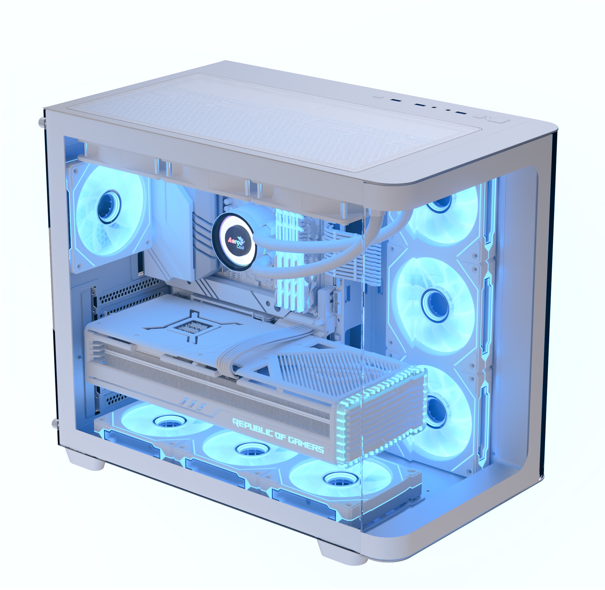 Aerocool - Caixa ATX Aerocool P500C ARGB Vidro Temperado Branco