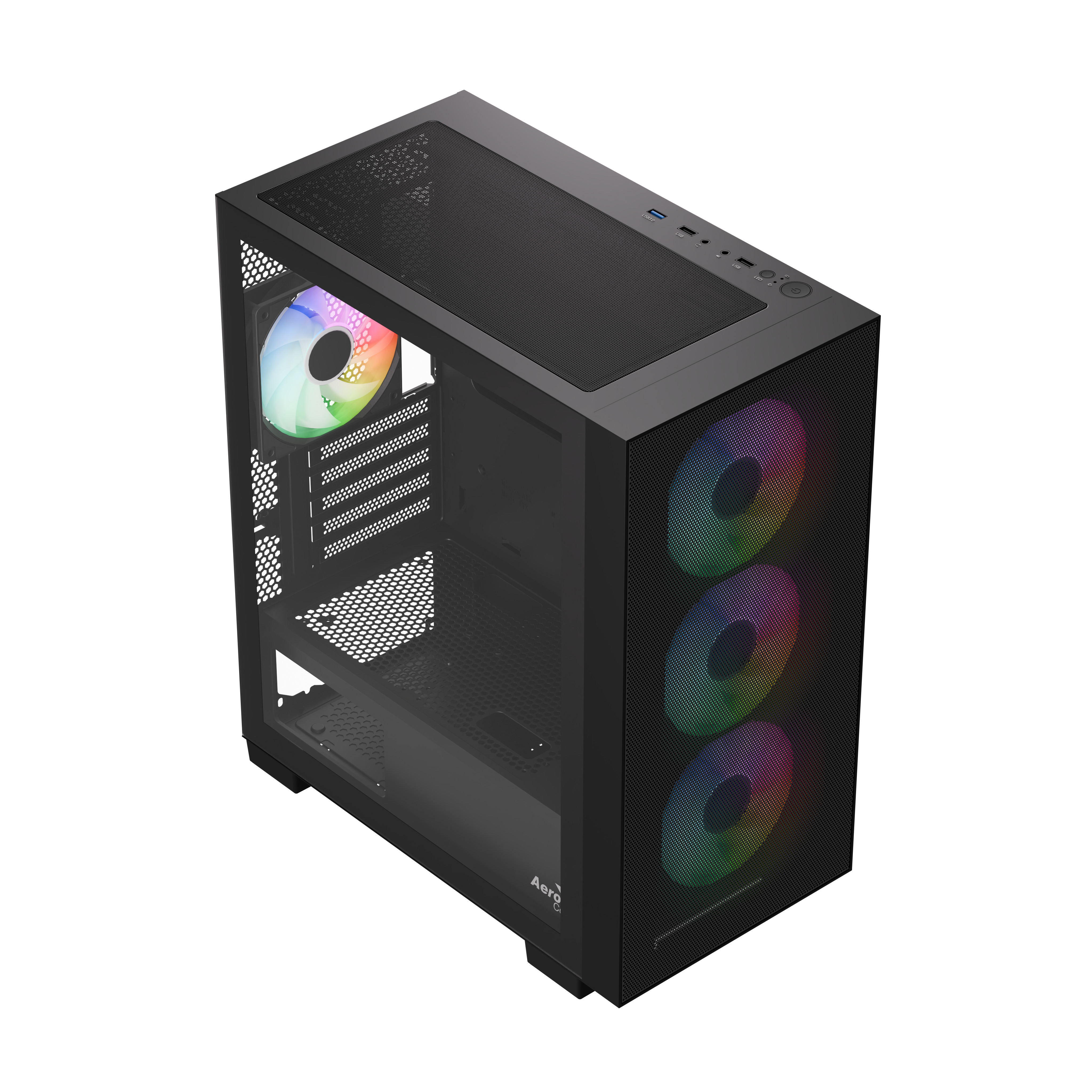 Aerocool - Caixa Micro-ATX Aerocool B310A Flow ARGB Vidro Temperado Preto