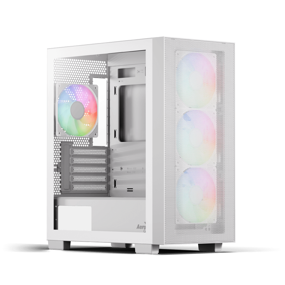 Aerocool - Caixa Micro-ATX Aerocool B310A Flow ARGB Vidro Temperado Branco