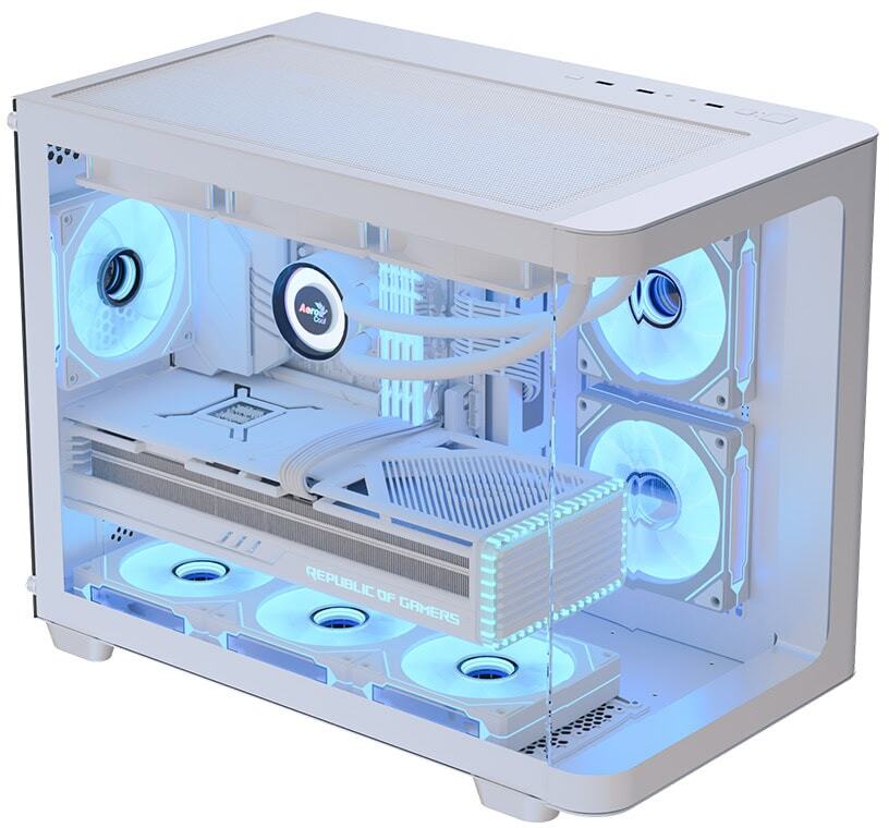 Aerocool - Caixa Micro-ATX Aerocool P300C ARGB Vidro Temperado Branco