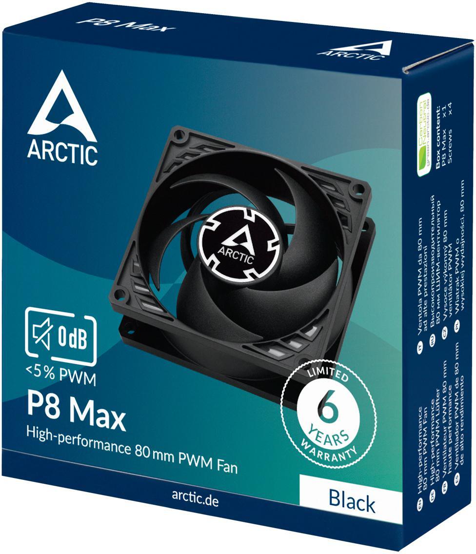 Arctic - Ventoinha Arctic P8 PWM Max 80mm - Preto