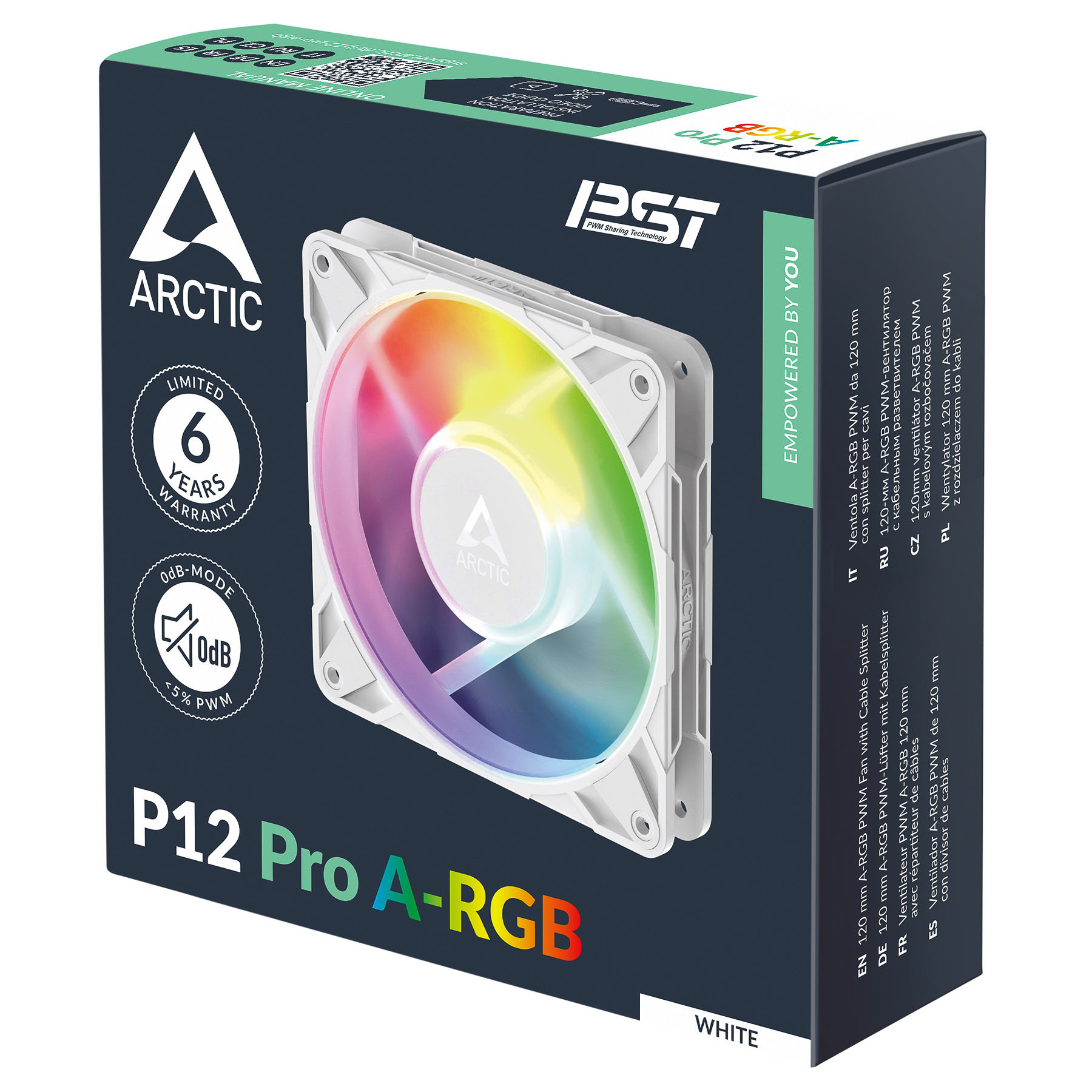 Arctic - Ventoinha Arctic P12 PRO PWM PST ARGB 120mm - Branco