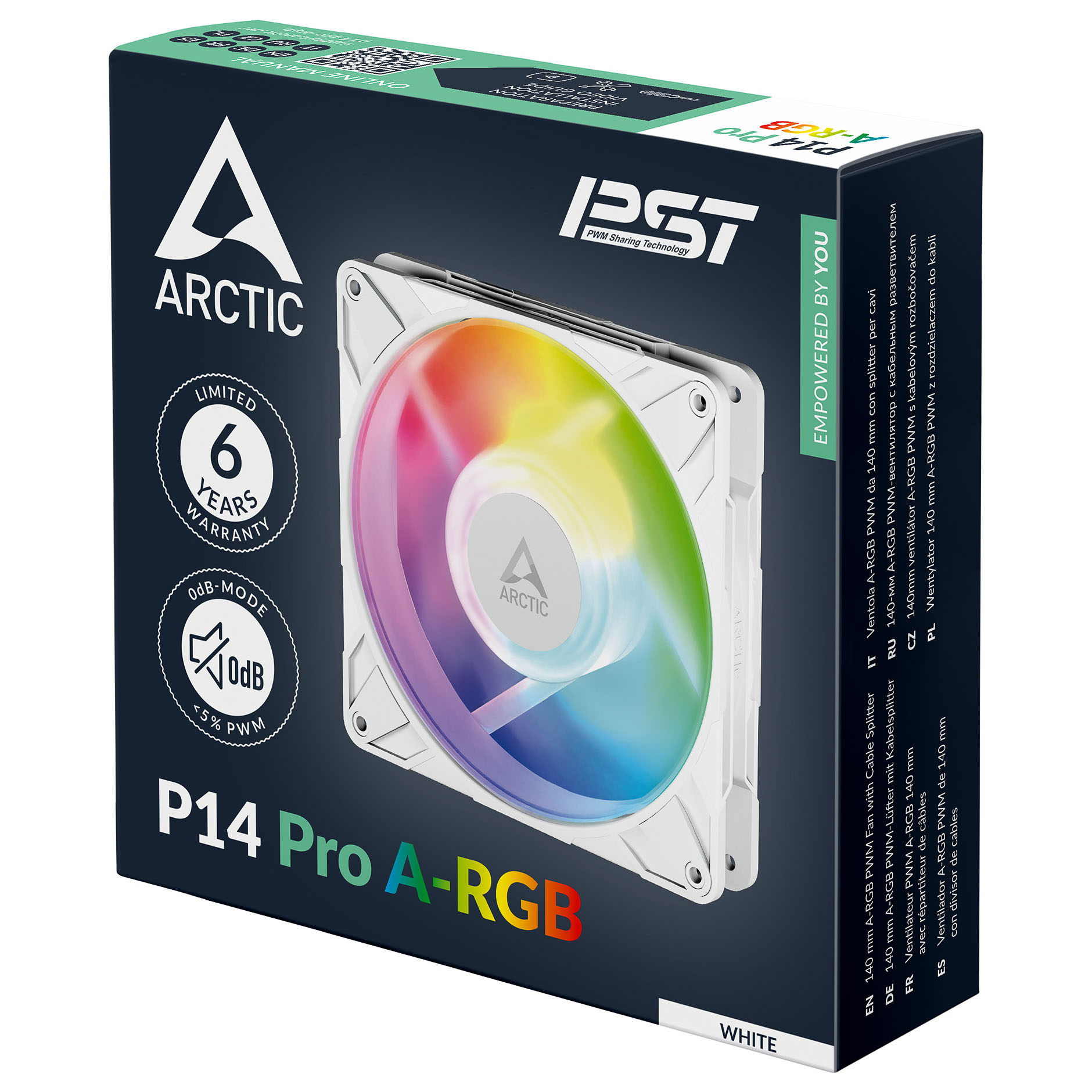 Arctic - Ventoinha Arctic P14 PRO PWM A-RGB 140mm - Branco