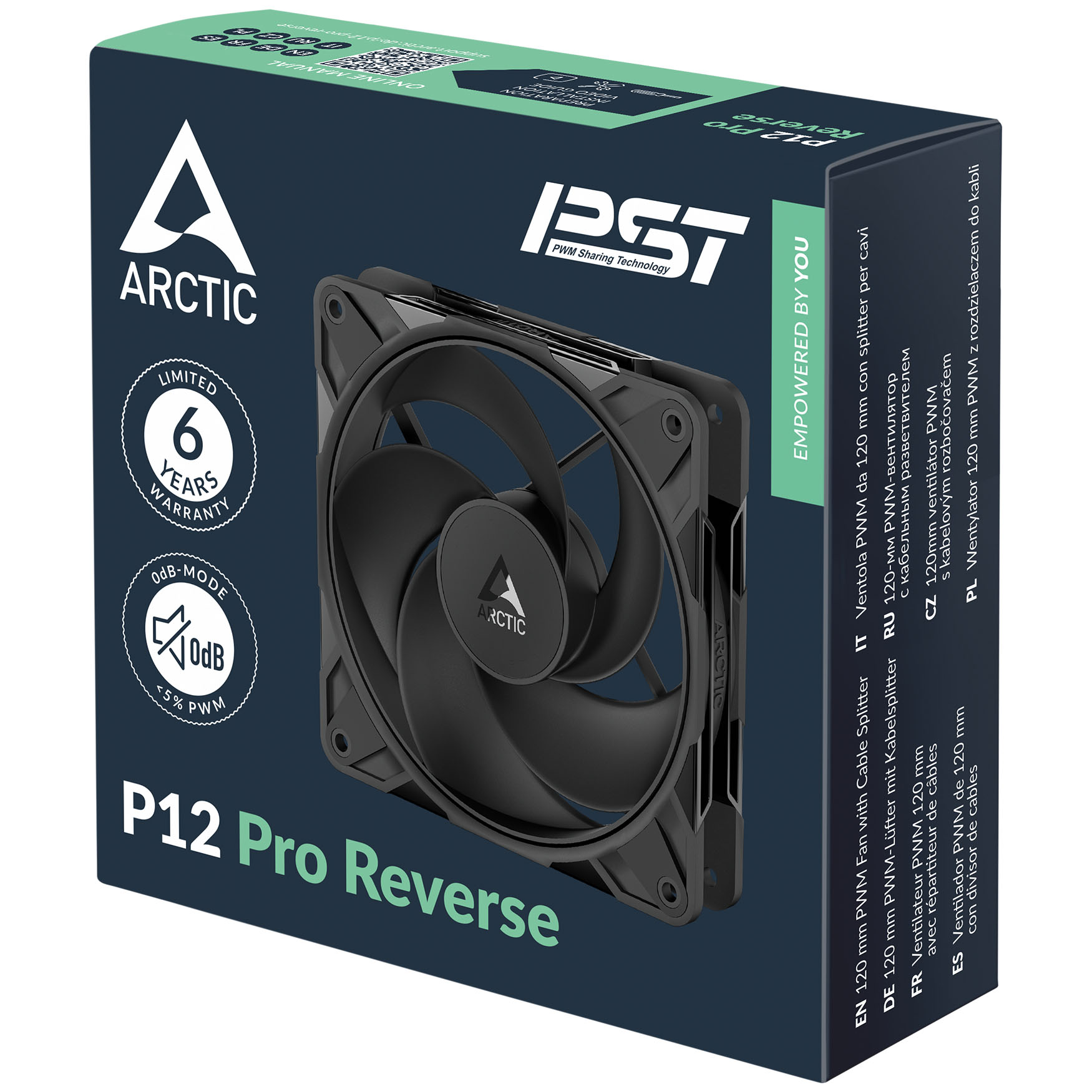 Arctic - Ventoinha Arctic P12 PRO Reverse PWM PST 120mm - Preto