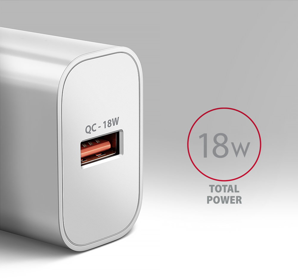 Picture of Picture of Carregador de parede AXAGON ACU-QC18W, 1 porta (USB-A), QC3.0/AFC/Apple, 18 W, Branco