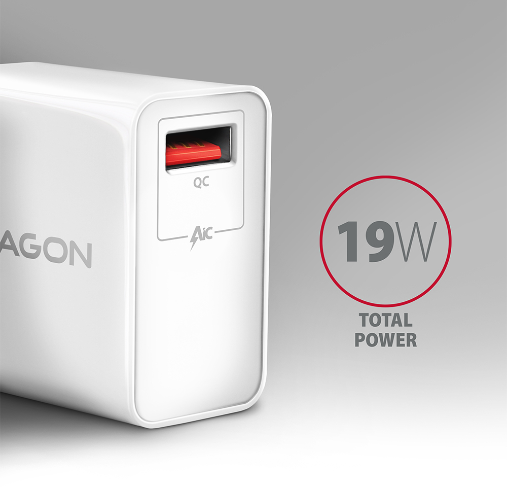 Picture of Picture of Carregador de parede AXAGON ACU-QC19W 1x QC3.0/AFC/FCP/SMART 19W Branco