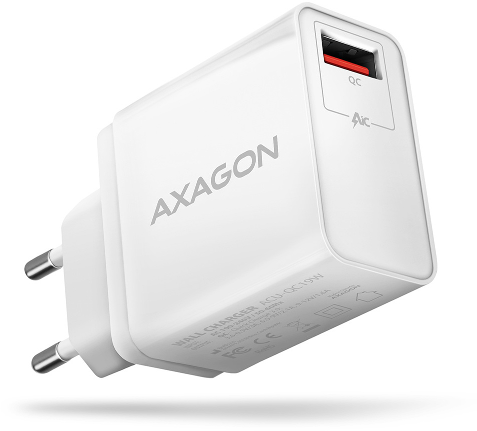 Picture of Picture of Carregador de parede AXAGON ACU-QC19W 1x QC3.0/AFC/FCP/SMART 19W Branco