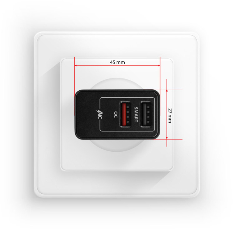 AXAGON - Carregador de parede AXAGON ACU-QS24 5V 1,2A + 1x QC3.0 24W Preto