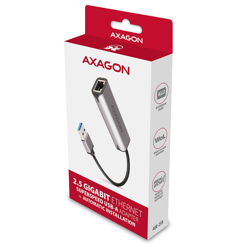 AXAGON - Adaptador AXAGON ADE-25R Type-A USB3.2 Gen 1 - 2.5 Gigabit Ethernet 10/100/1000/2500