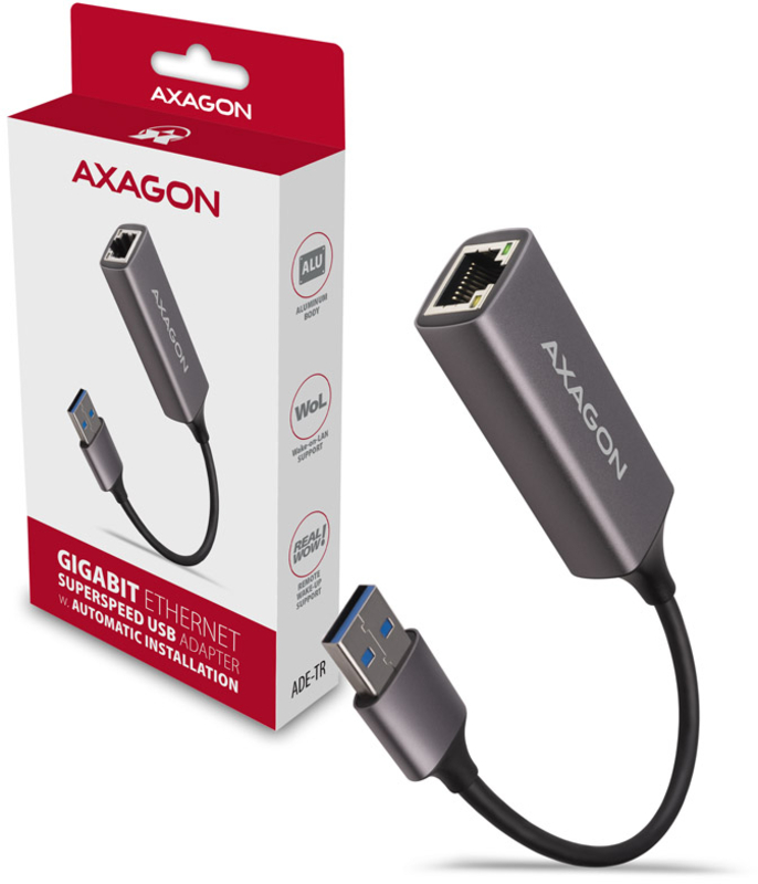 AXAGON - Adaptador AXAGON ADE-TR Gigabit Ethernet 10/100/1000 - USB 3.1 Tipo A