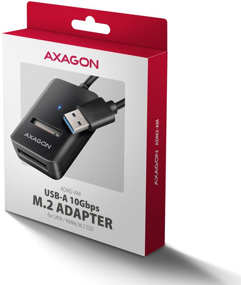 AXAGON - Adaptador AXAGON ADM2-AM USB-A 3.2 Gen2 - 1x NVMe/SATA SDD