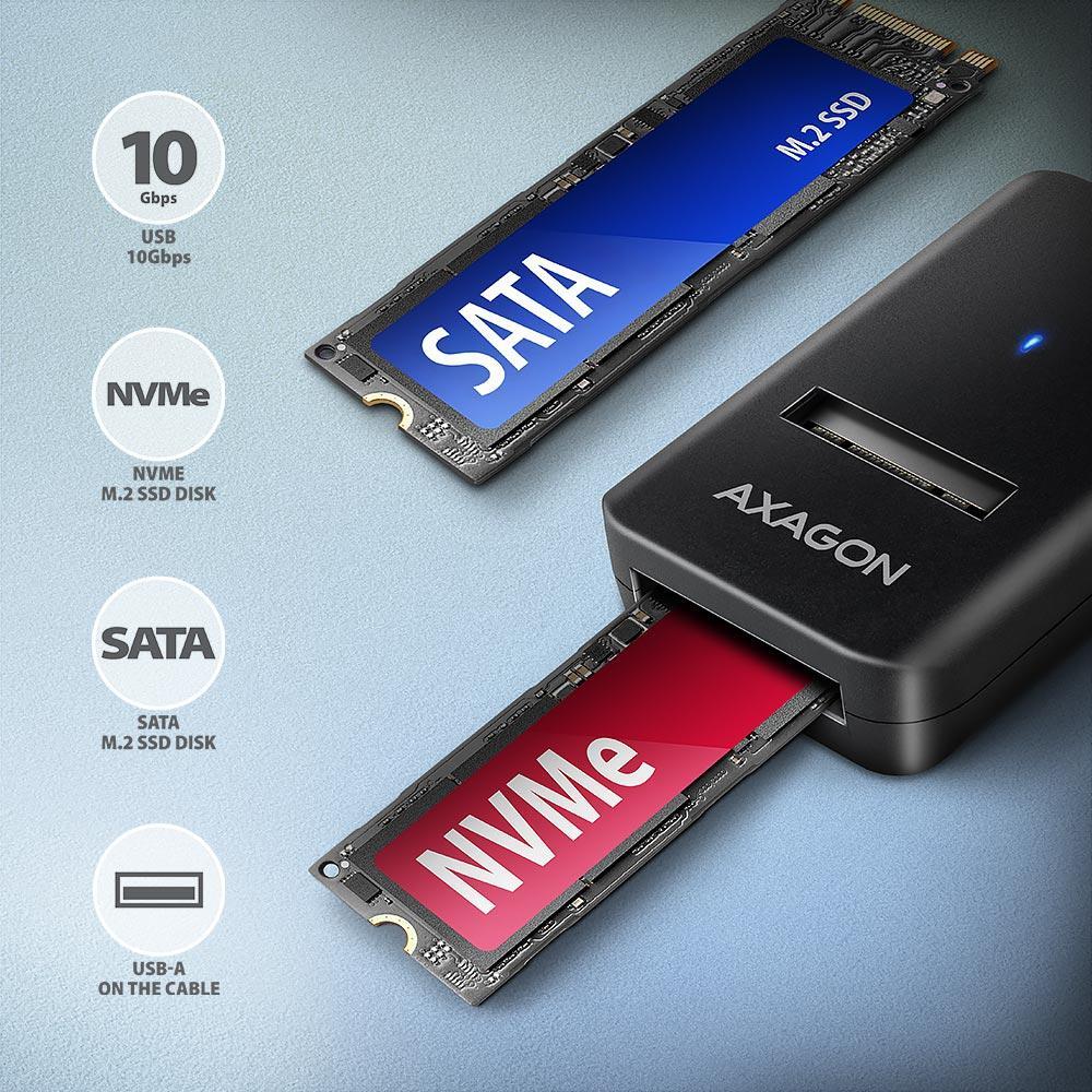 Picture of Picture of Adaptador AXAGON ADM2-AM USB-A 3.2 Gen2 - 1x NVMe/SATA SDD