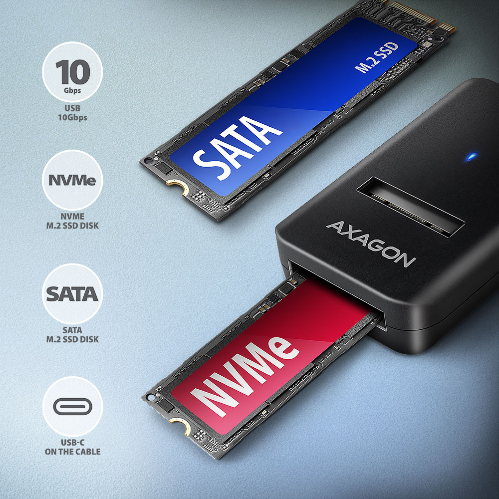 Picture of Picture of Adaptador AXAGON ADM2-CM USB-C 3.2 Gen2 - 1x NVMe/SATA SDD