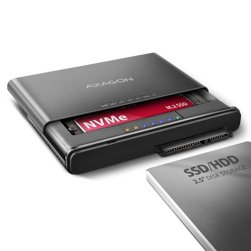 Picture of Picture of CLONE MASTER 2 AXAGON ADSA-CC USB-C 10Gbps - NVMe M.2 SSD & SATA 2.5"/3.5" SSD/HDD