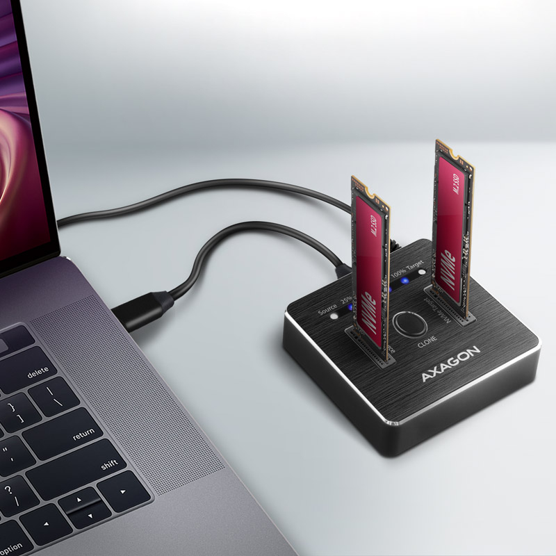 AXAGON - CLONE DUAL SDD Dock Station AXAGON ADSA-M2C USB-C 3.2 Gen2 - 2x NVMe