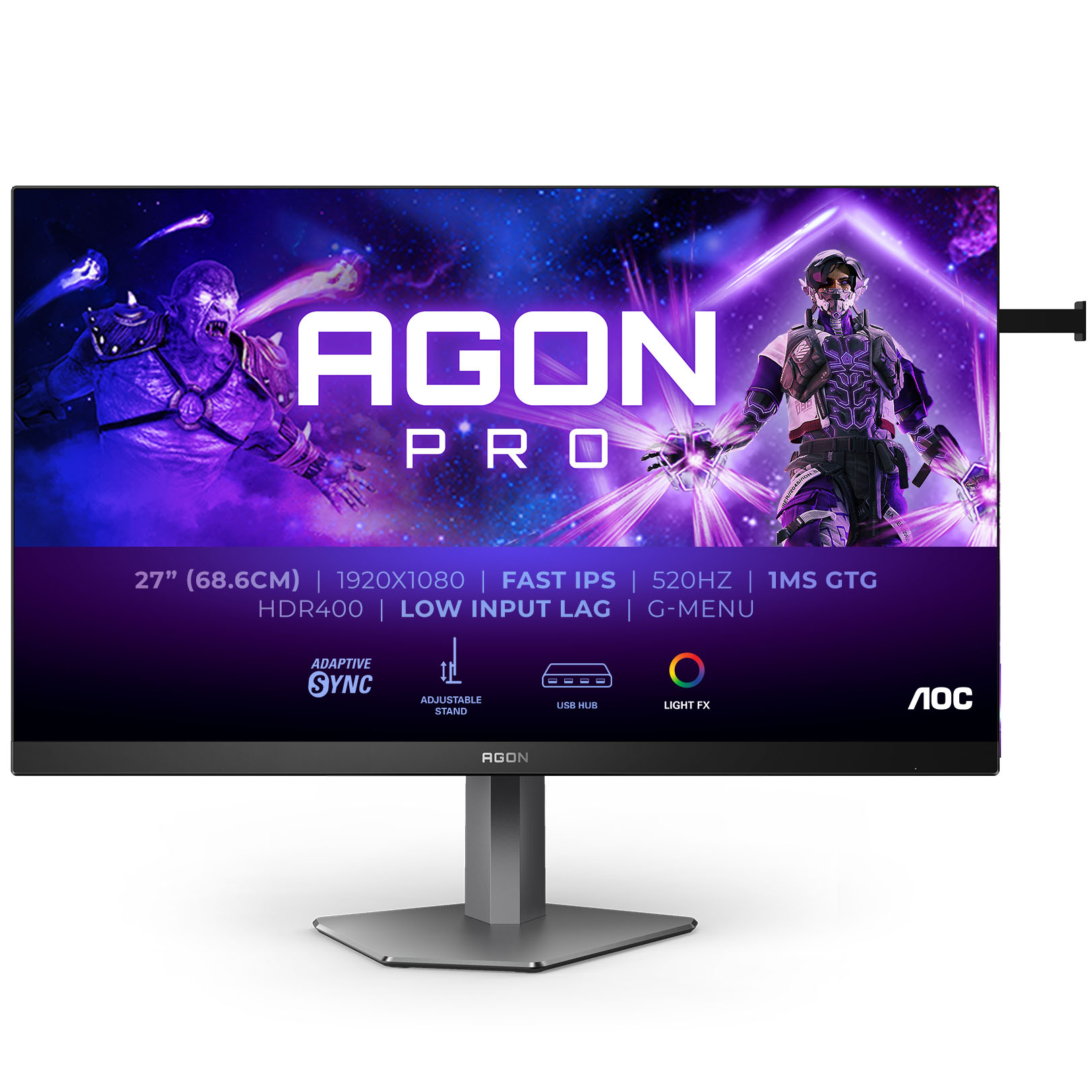 AOC - Monitor AGON by AOC PRO 27" AG276FK Fast IPS FHD 520Hz 0.5ms Adaptive Sync HDR400