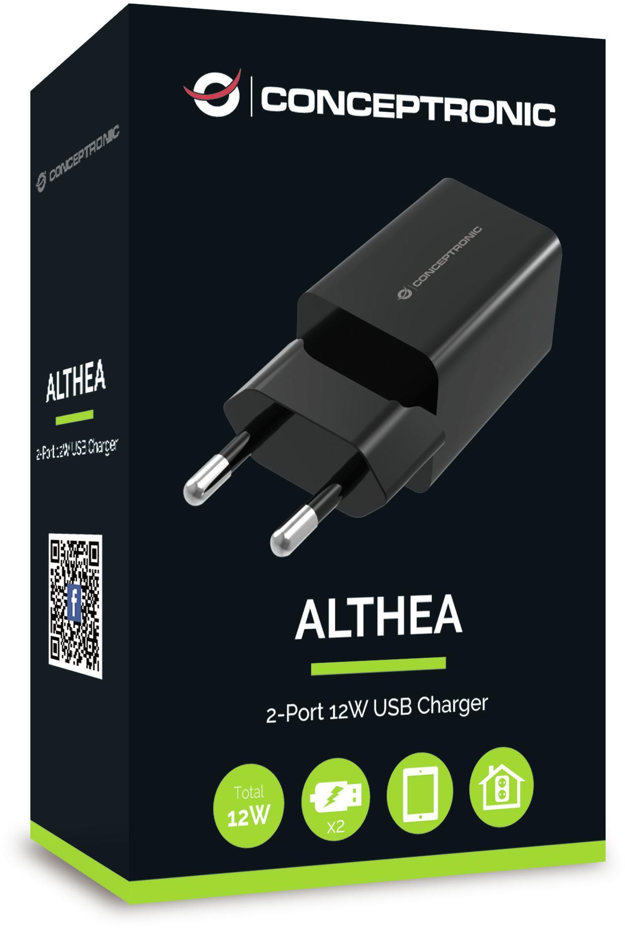 conceptronic - Carregador Conceptronic Althea06B 2 Portas 12W USB