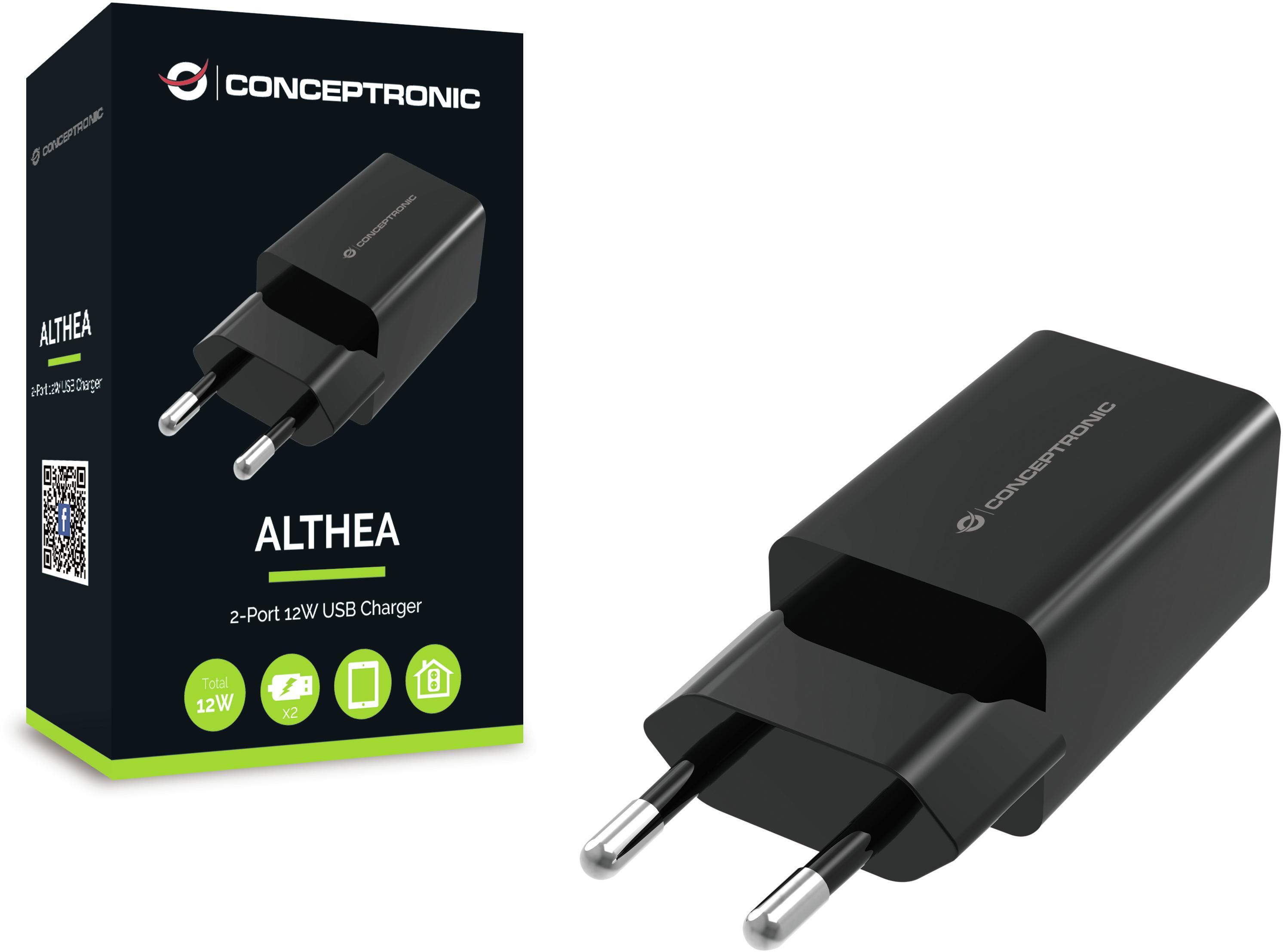 conceptronic - Carregador Conceptronic Althea06B 2 Portas 12W USB