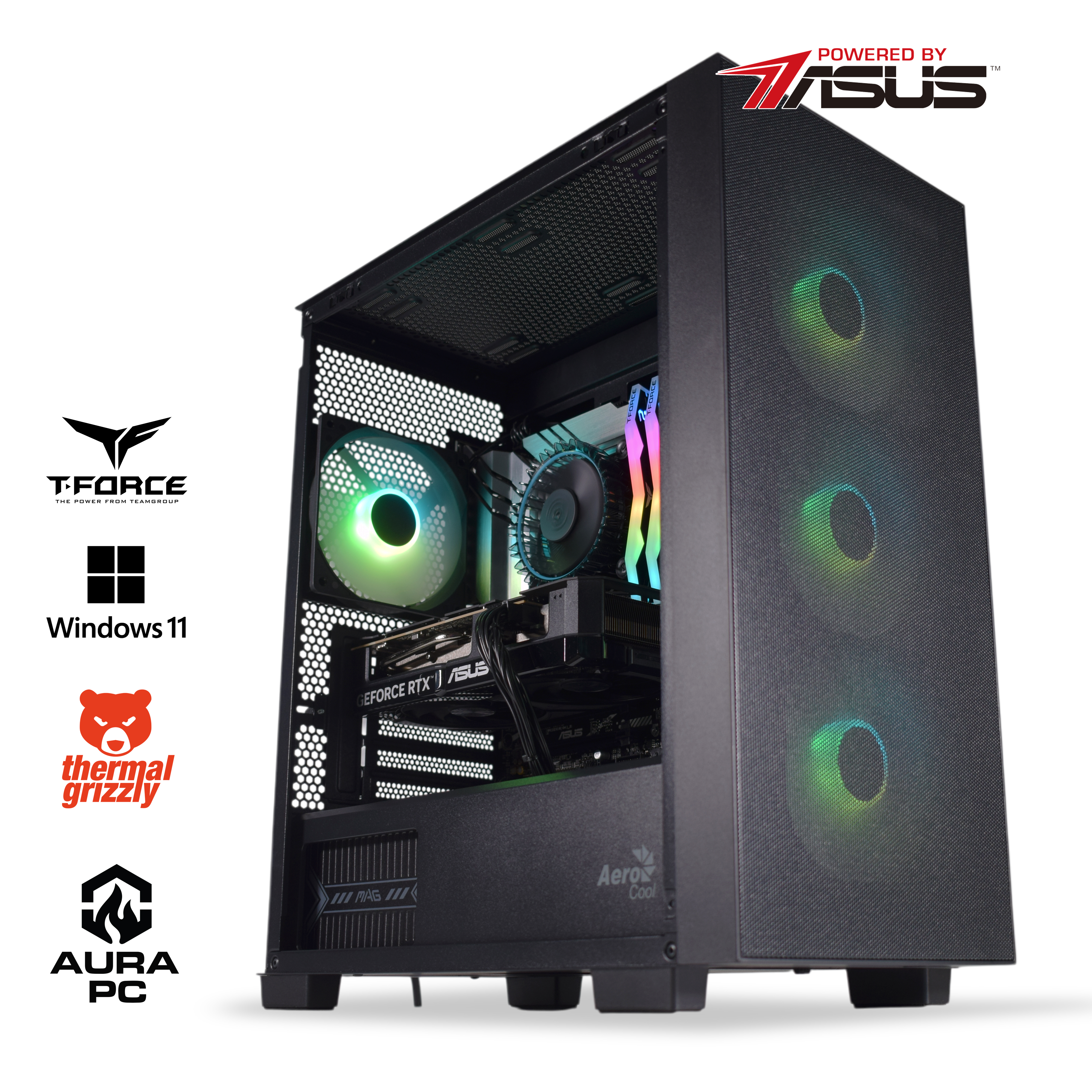 AURA PC - Computador AURA Gamer-PC Powered by ASUS Intel i5 14400F 32GB DDR5 1TB RTX 5060 Ti 16GB WiFi W11