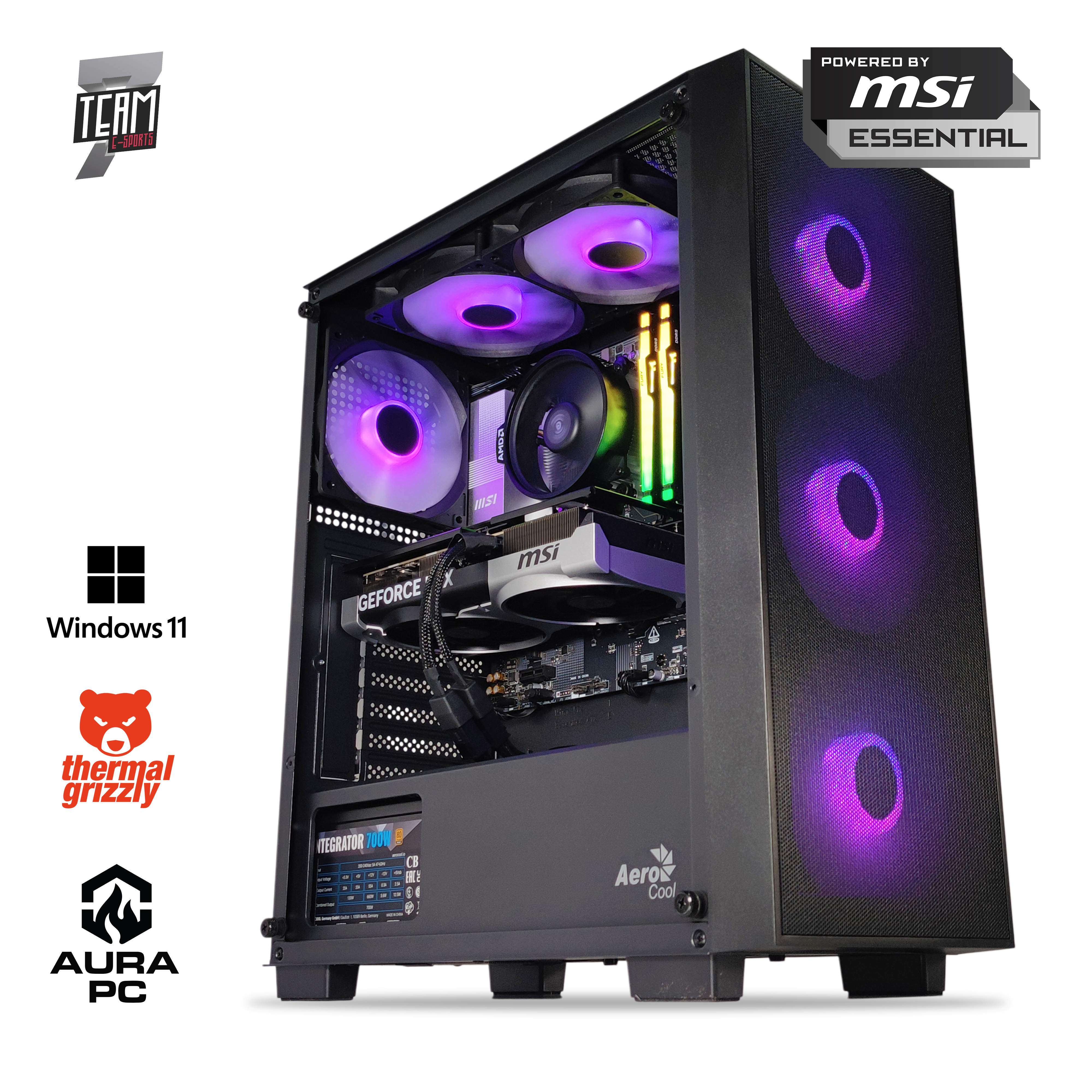 aura-pc - Computador AURA Gamer-PC TEAM 7 EDITION Ryzen 5 7500F 32GB DDR5 1TB RTX 5070 WiFi W11