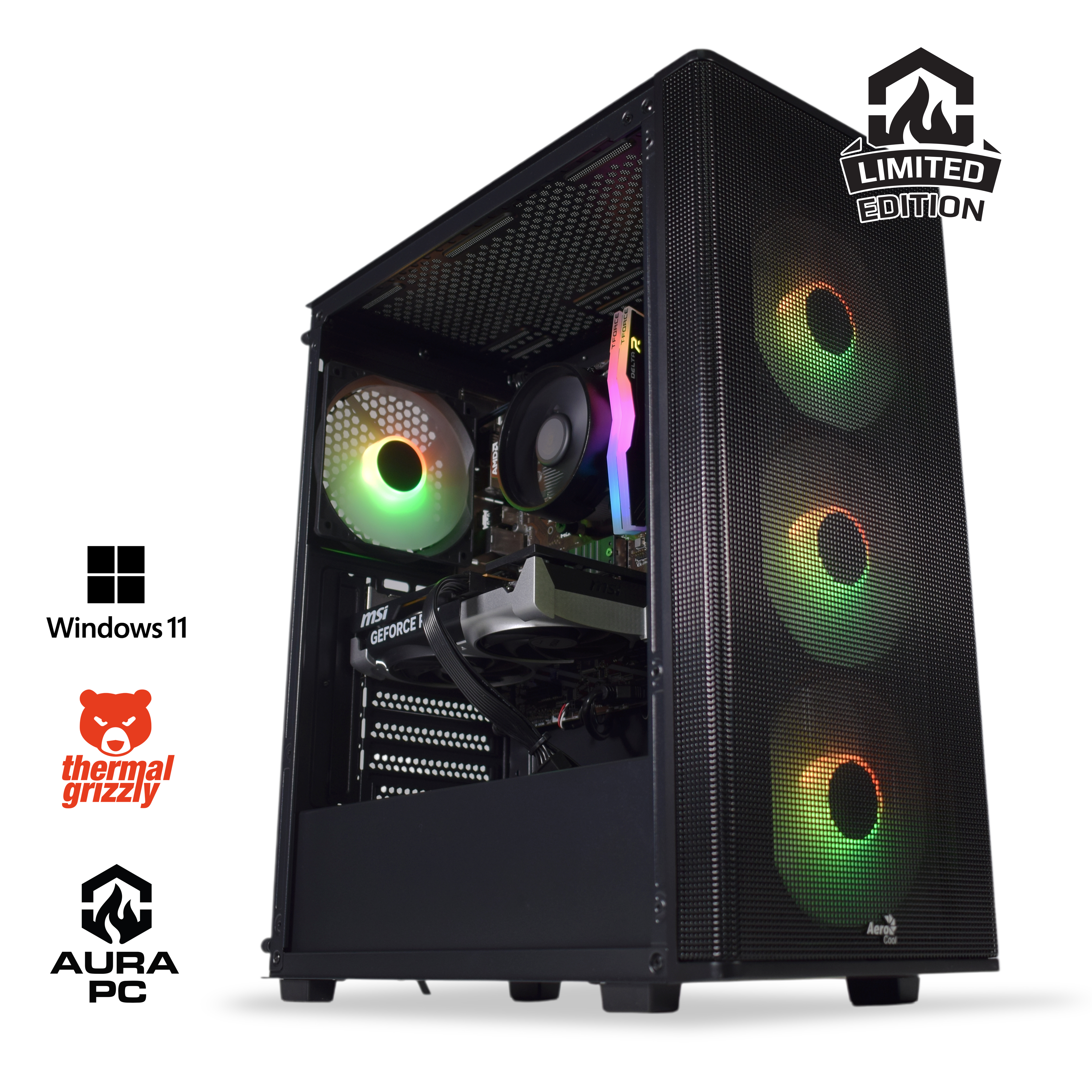 AURA PC - Computador AURA Limited-PC Ryzen 5 5600 32GB DDR4 1TB RTX 5060 WiFi W11