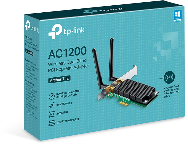 TP-Link - Placa de Rede TP-Link PCI Express Archer T4E Wi-Fi AC1200 Wireless Dual Band