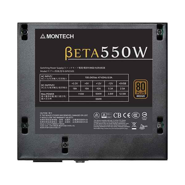 Montech - Fonte Montech Beta 550 80 Plus Bronze