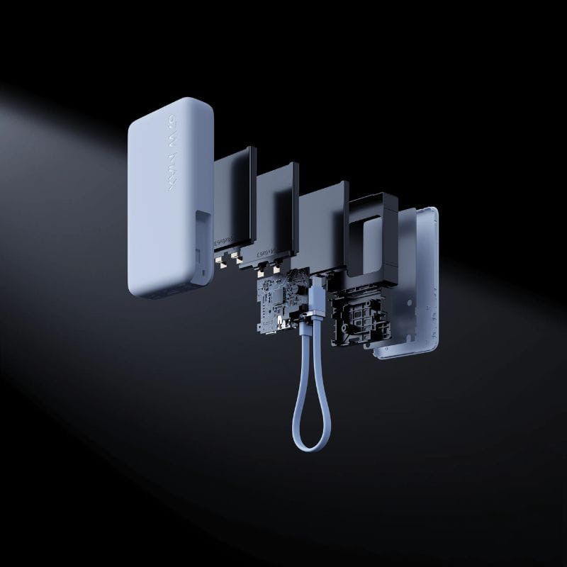 Xiaomi - Power Bank Xiaomi 10000mAh (Cabo Integrado) 67W Azul Gelo