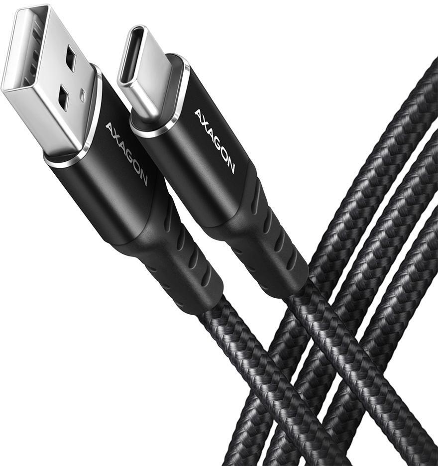 Picture of Picture of Cabo de carregamento AXAGON BUCM-AM10AB USB-C  <-> USB-A, 1m, USB 2.0, 3A, ALU, braid, Preto