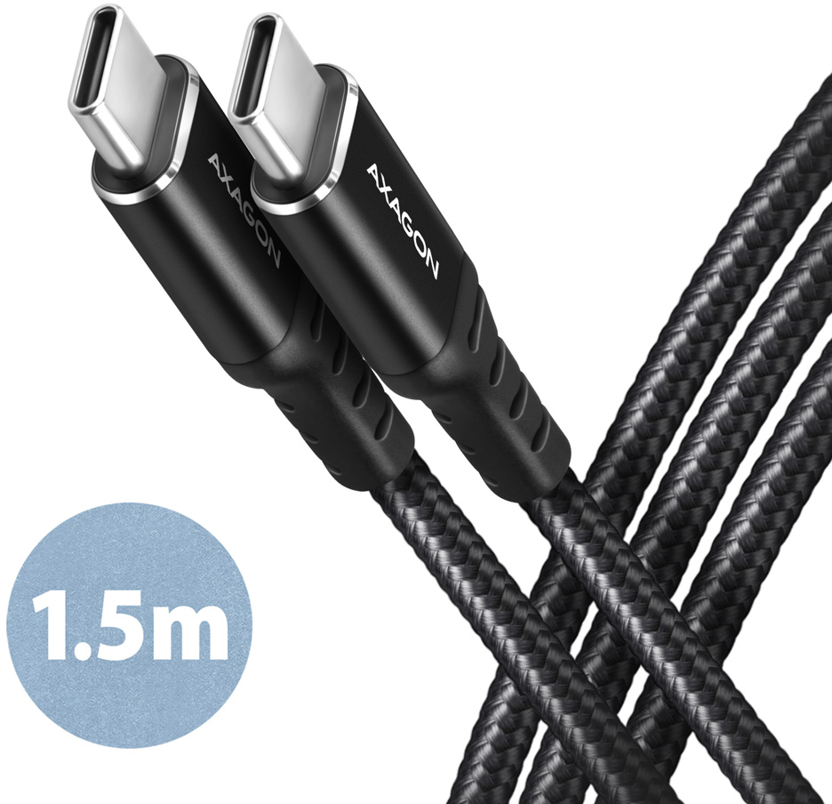 Picture of Picture of Cabo AXAGON BUCM-CM15AB USB-C  <-> USB-C 2.0, 1.5m, PD 60W, 3A, ALU, braid
