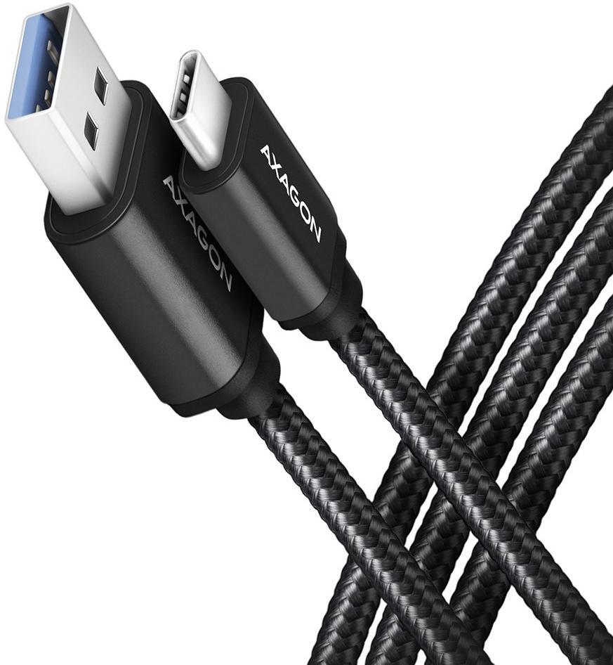 Picture of Picture of Cabo de carregamento AXAGON BUCM3-AM15AB USB-C  <-> USB-A, 1.5m, USB 3.2 Gen 1, 3A, ALU, braid, Preto
