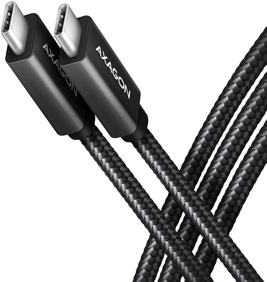 Picture of Picture of Cabo de carregamento AXAGON BUCM32-CM20AB USB-C  <-> USB-C 3.2 Gen 2, 2m, PD 100W, 5A, 4K HD, ALU, braid, Preto