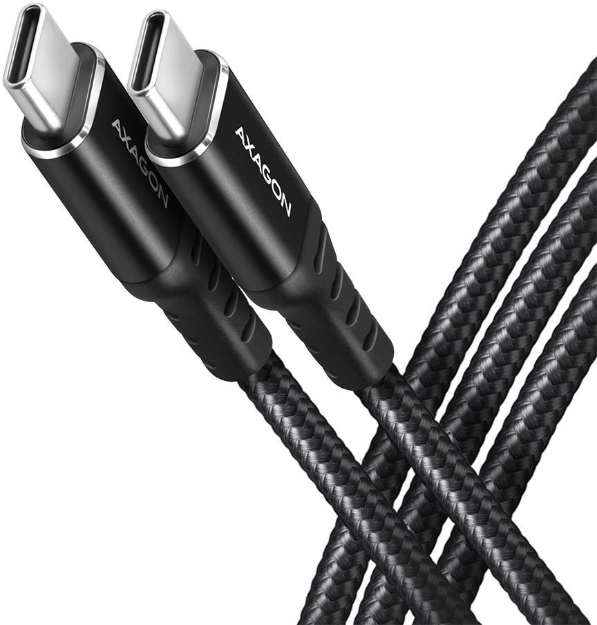 Picture of Picture of Cabo de carregamento AXAGON BUCM432-CM10AB USB-C <-> USB-C, USB4 Gen 3×2, 1m, PD 100W, 8K HD, ALU, braid, Preto