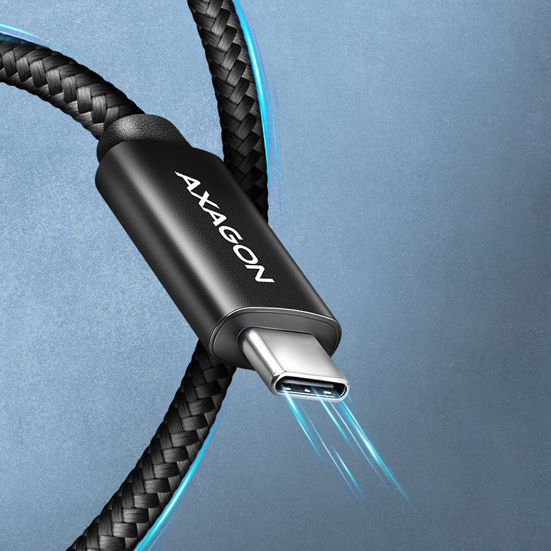 AXAGON - Cabo de carregamento AXAGON BUCM4X-CM10AB USB-C <-> USB-C, USB4 Gen 3×2, 0.5m, PD 240W, 8K HD, ALU, braid, Preto