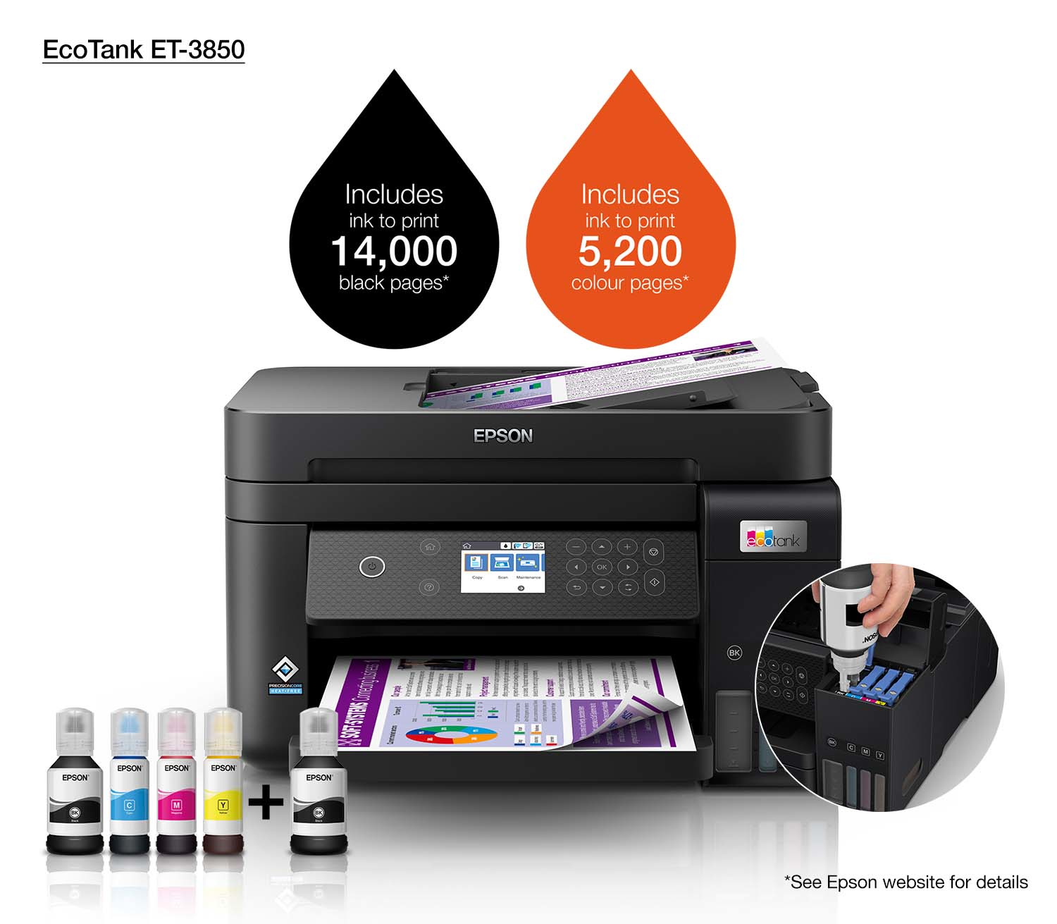 Epson - Multifunções Epson EcoTank ET-3850 Wi-Fi