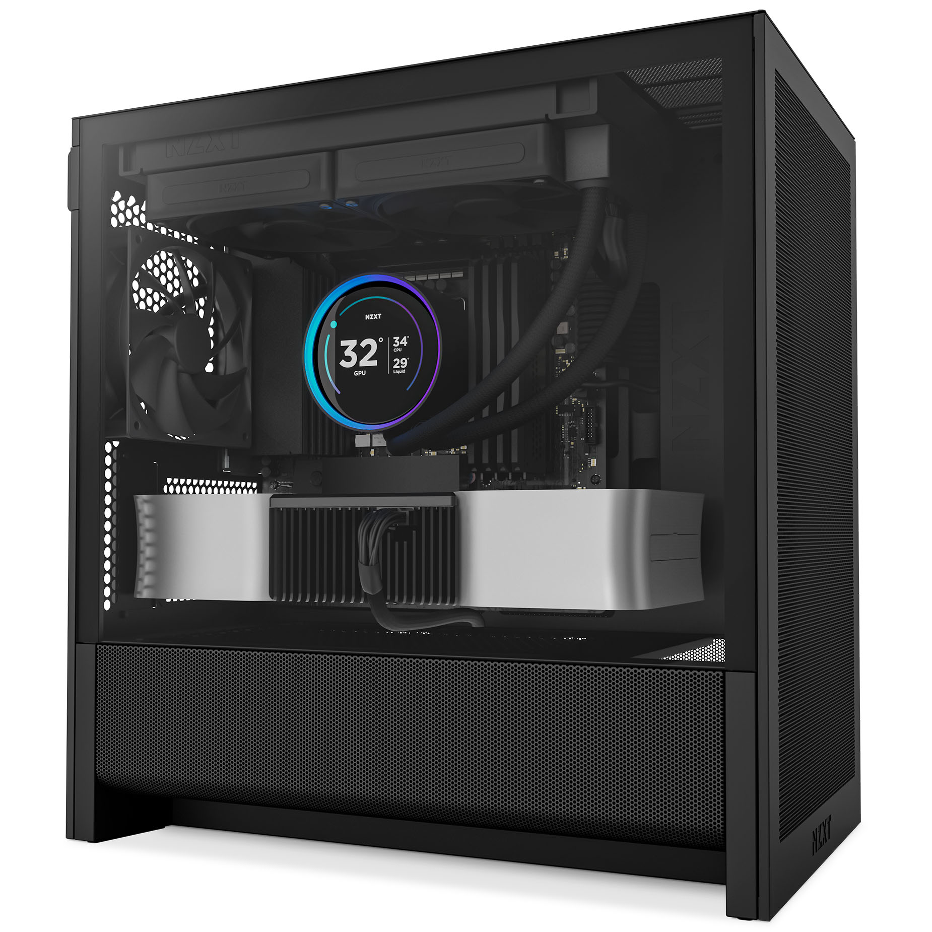 NZXT - Caixa Micro-ATX NZXT H3 Flow Preta Vidro Temperado