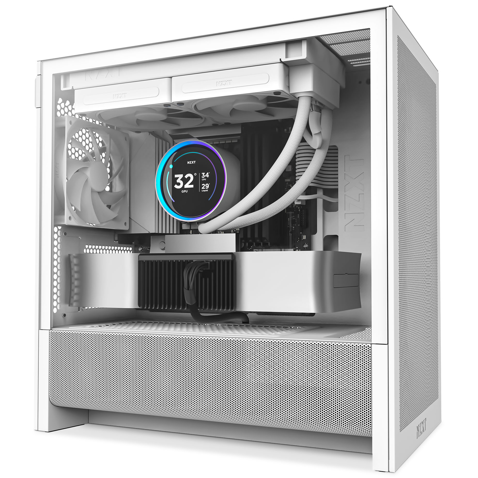 NZXT - Caixa Micro-ATX NZXT H3 Flow Branca Vidro Temperado