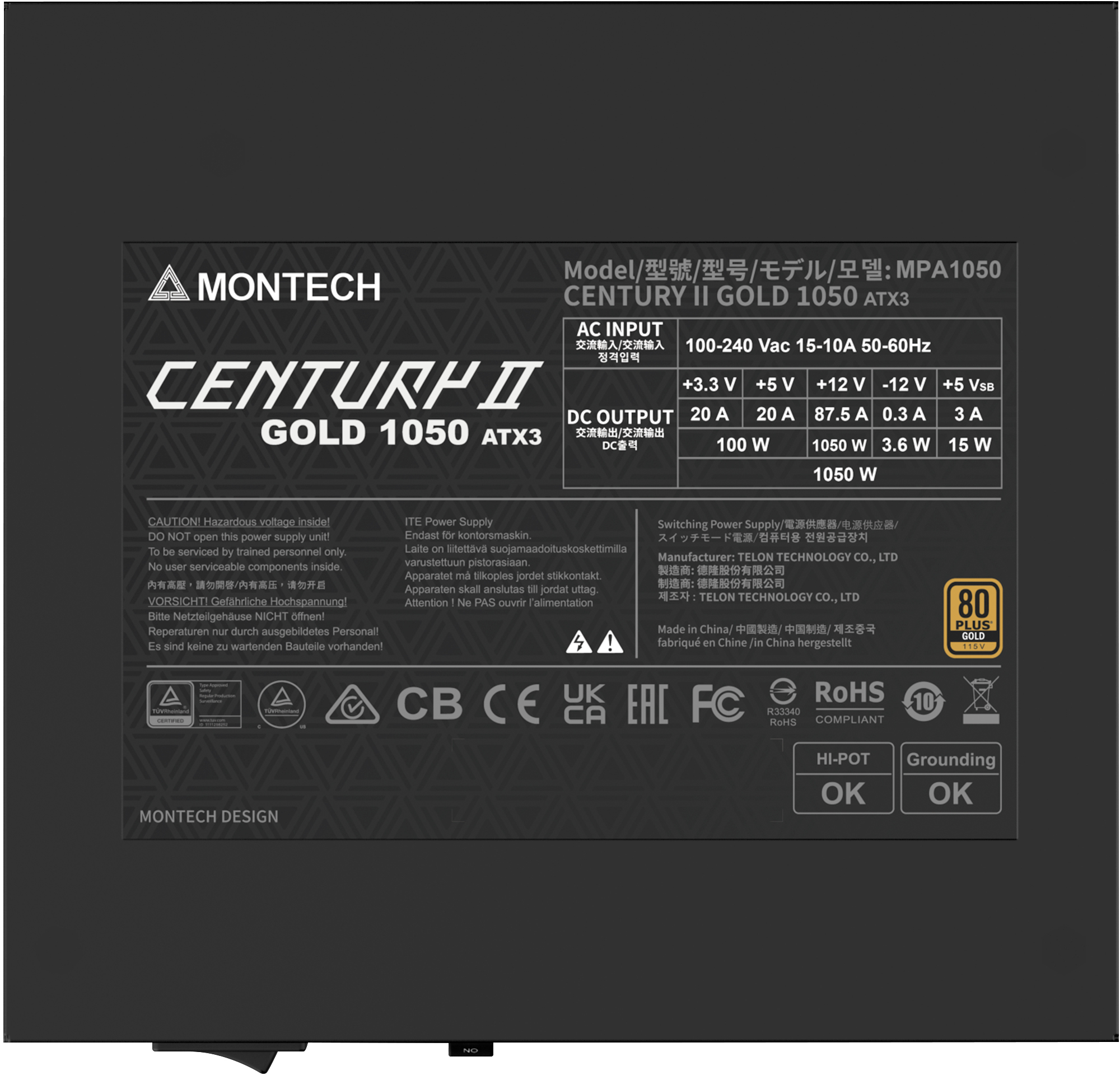 Montech - Fonte Modular Montech Century II 1050W 80 Plus Gold ATX 3.1