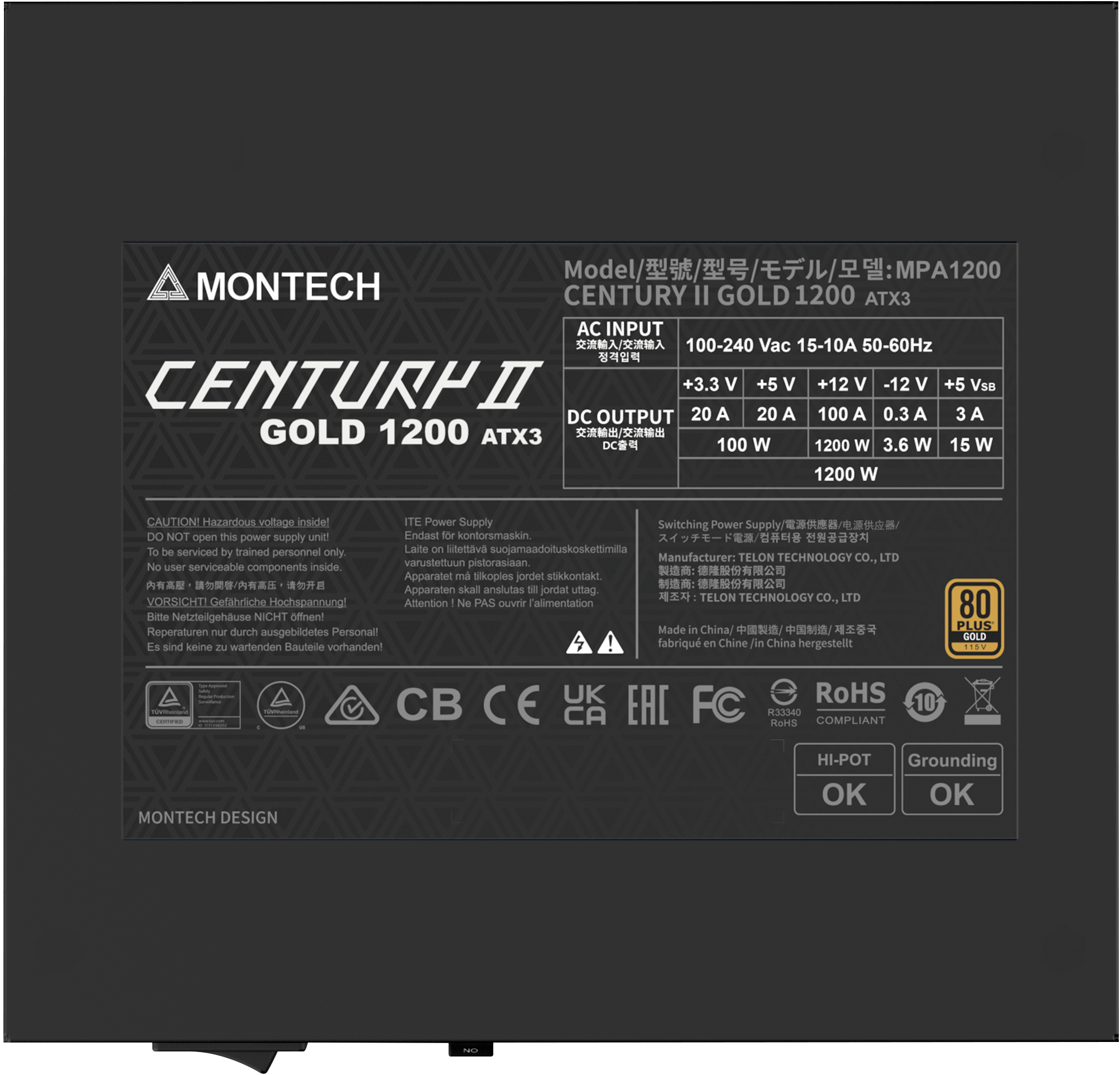 Montech - Fonte Modular Montech Century II 1200W 80 Plus Gold ATX 3.1