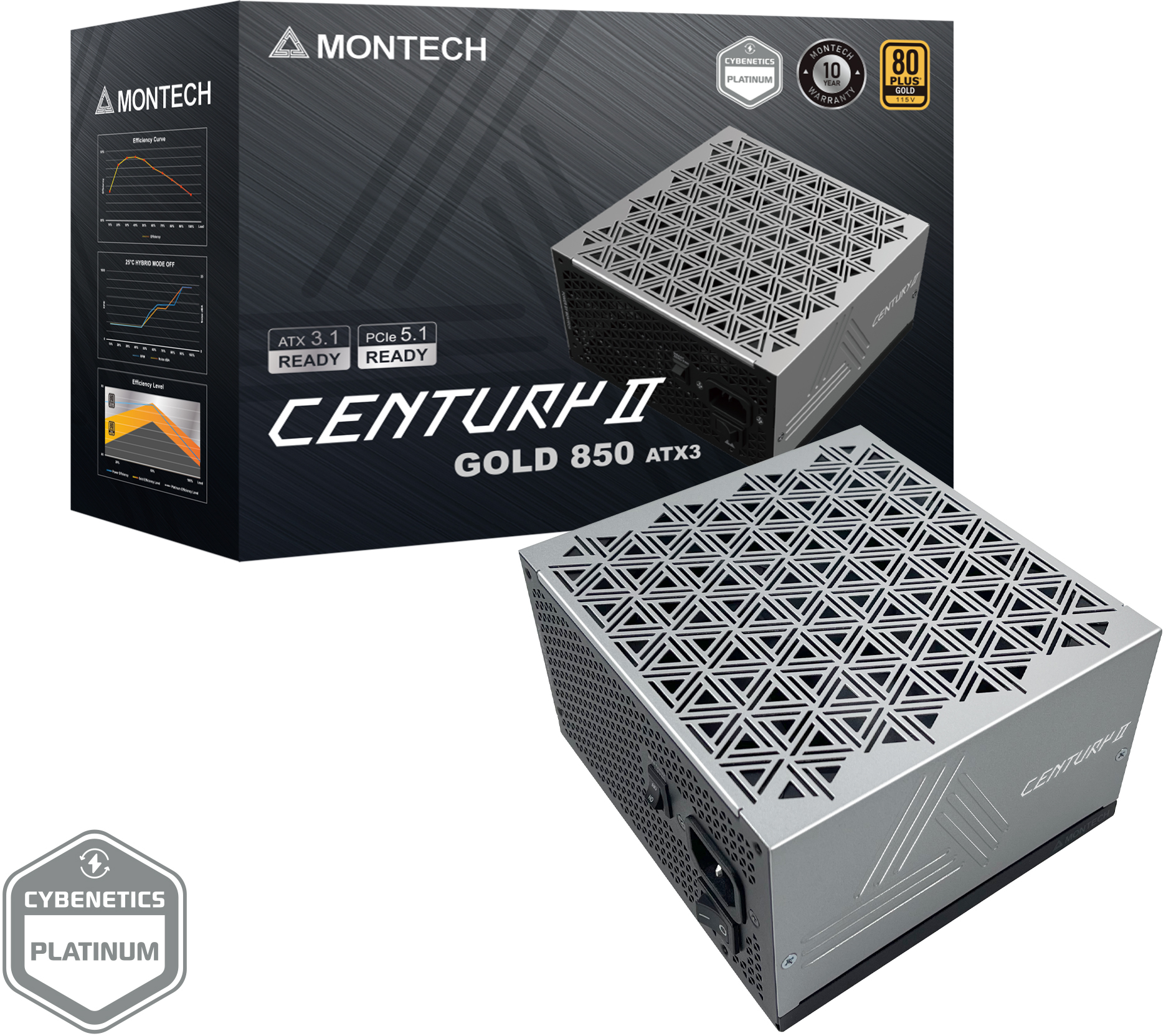 Montech - Fonte Modular Montech Century II 850W 80 Plus Gold ATX 3.1