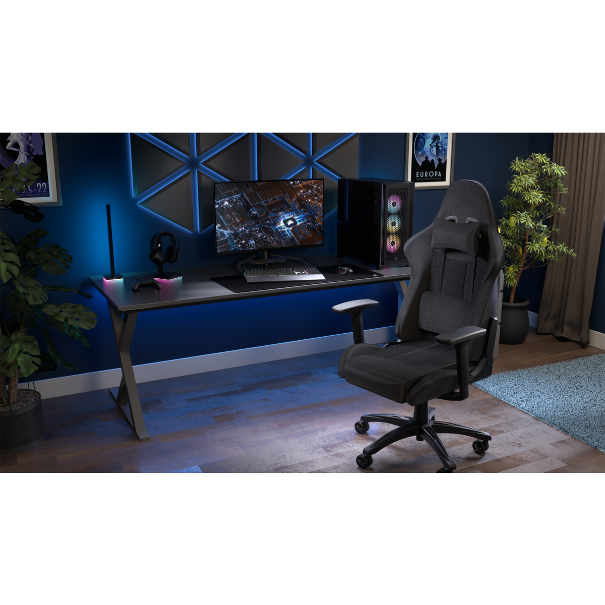 Corsair - Cadeira Gaming Corsair TC100 RELAXED - Tecido Preto/Cinza