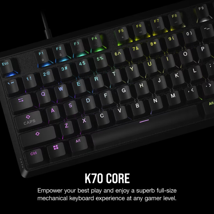 Corsair - Teclado Mecânico Corsair K70 Core RGB Switches MLX Red Preto (PT)