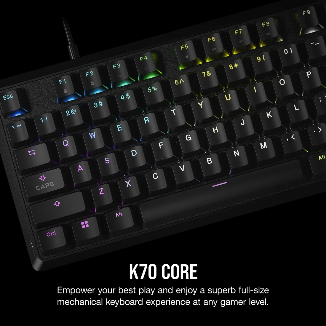 Corsair - Teclado Mecânico Corsair K70 Core RGB Switches MLX Red Preto (PT)