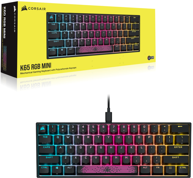Corsair - Teclado Corsair K65 Mini 60% RGB Cherry MX Red Mecânico (PT)