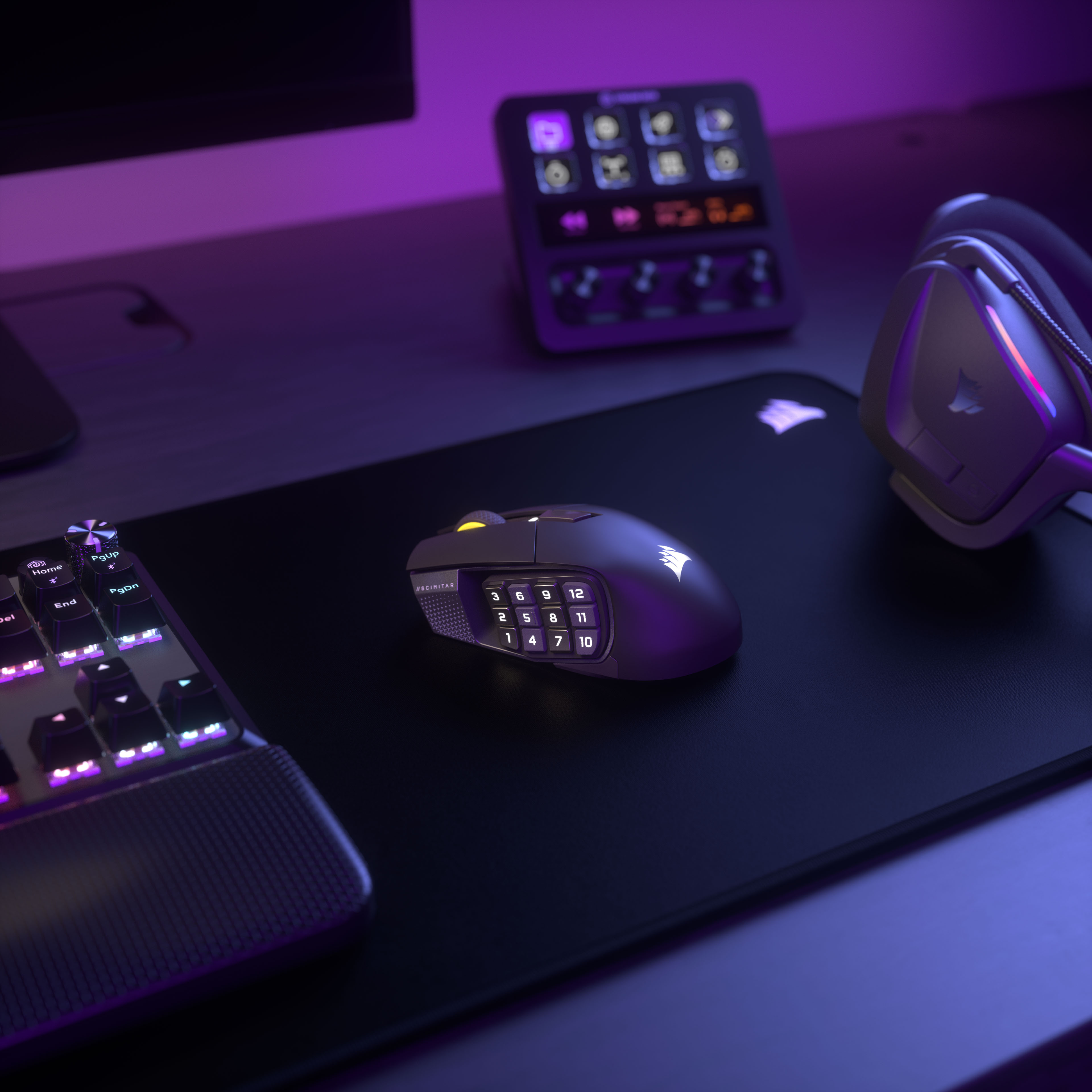 Corsair - Rato Corsair Scimitar Elite Gaming Wireless SE MMO 33000DPI Gun Metal