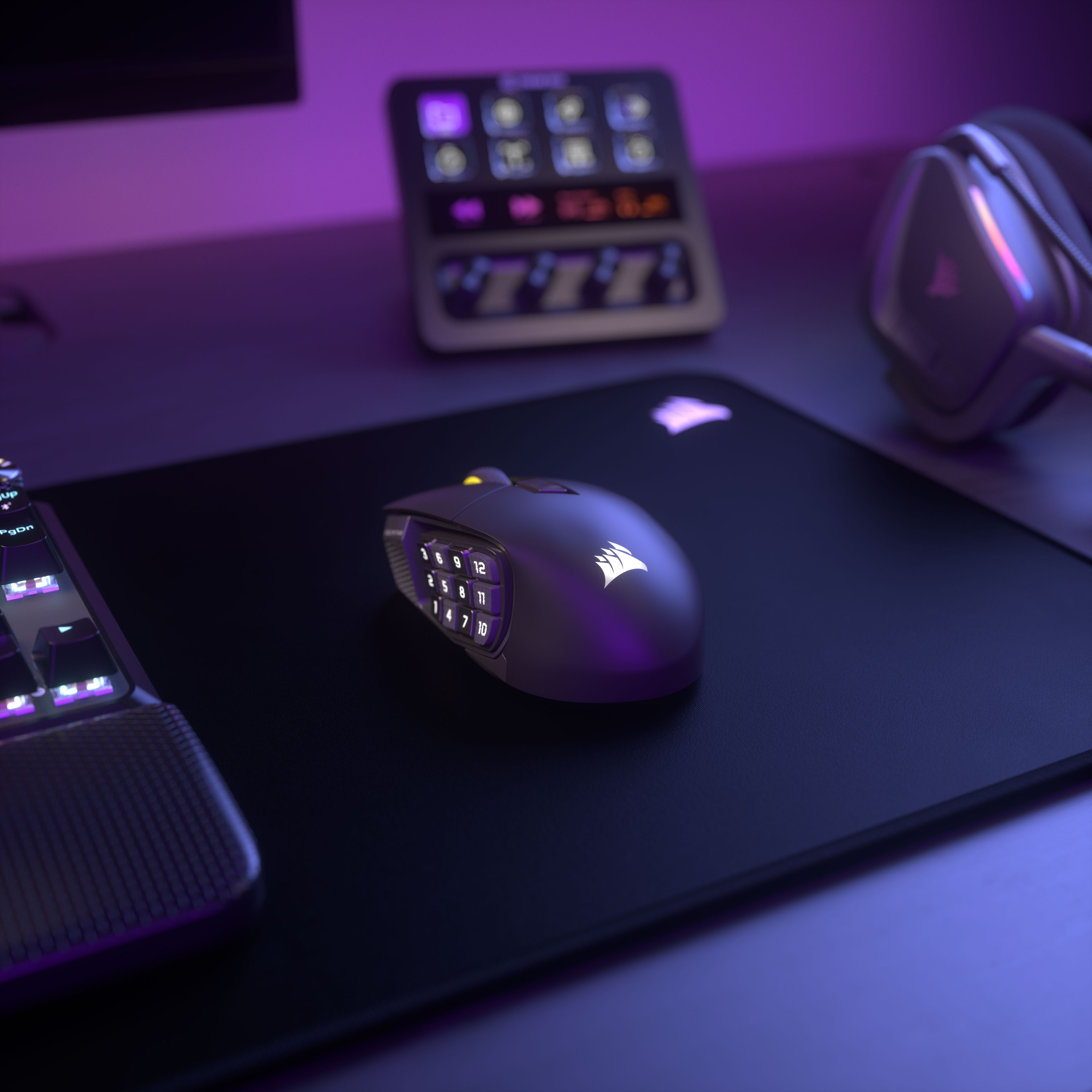 Corsair - Rato Corsair Scimitar Elite Gaming Wireless SE MMO 33000DPI Gun Metal