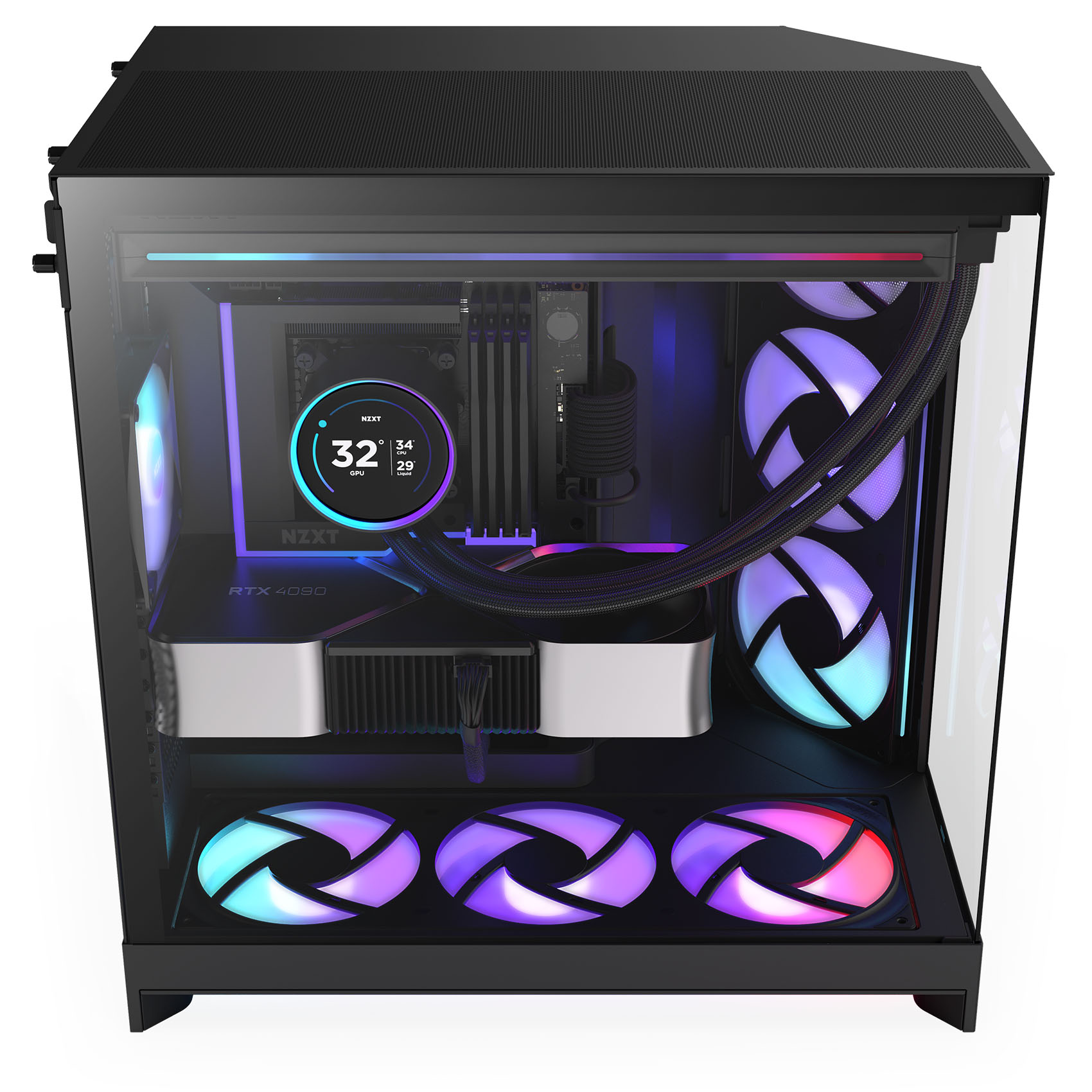 NZXT - Caixa E-ATX NZXT H9 Flow RGB+ Preta (2025) Vidro Temperado