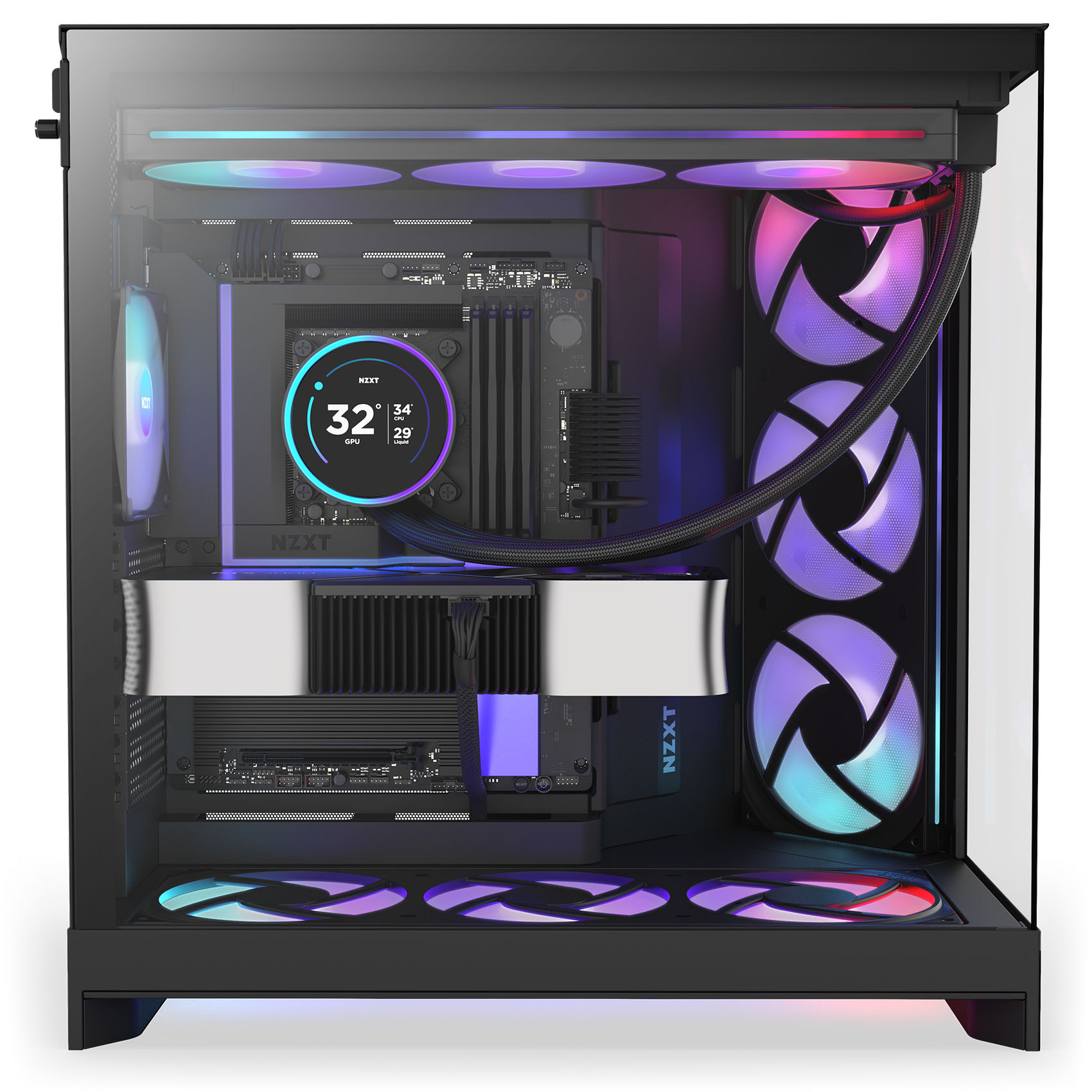 NZXT - Caixa E-ATX NZXT H9 Flow RGB+ Preta (2025) Vidro Temperado