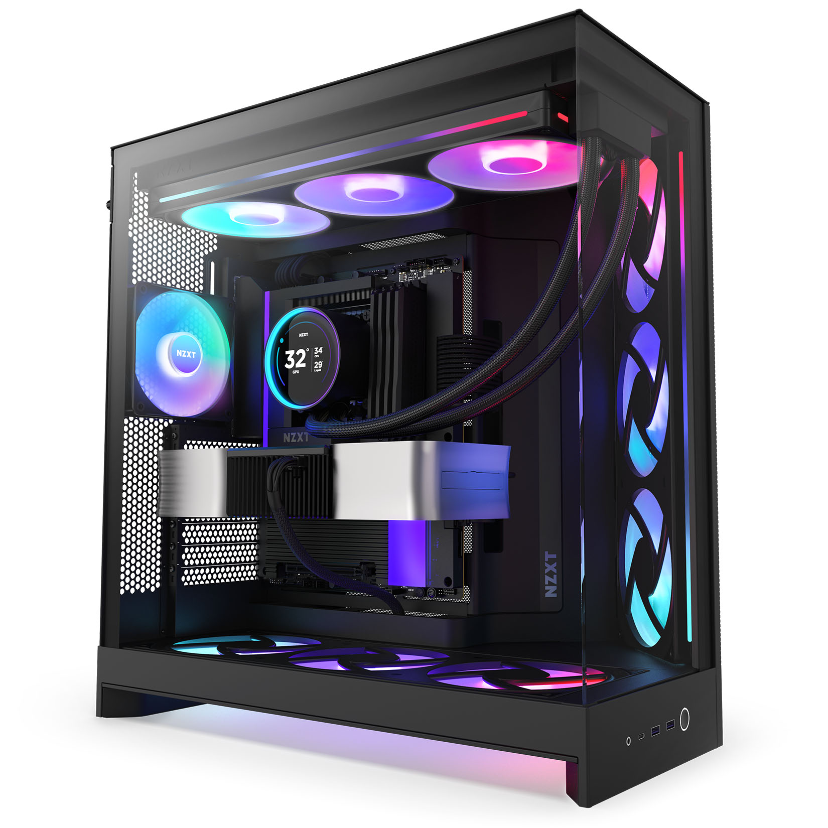 NZXT - Caixa E-ATX NZXT H9 Flow RGB+ Preta (2025) Vidro Temperado