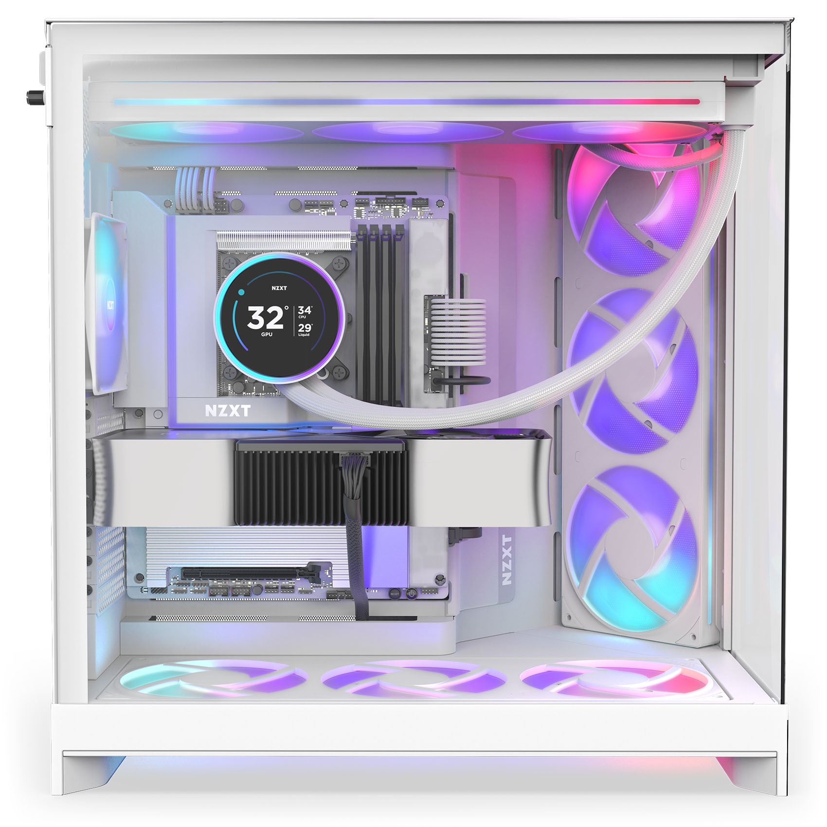 NZXT - Caixa E-ATX NZXT H9 Flow RGB+ Branca (2025) Vidro Temperado